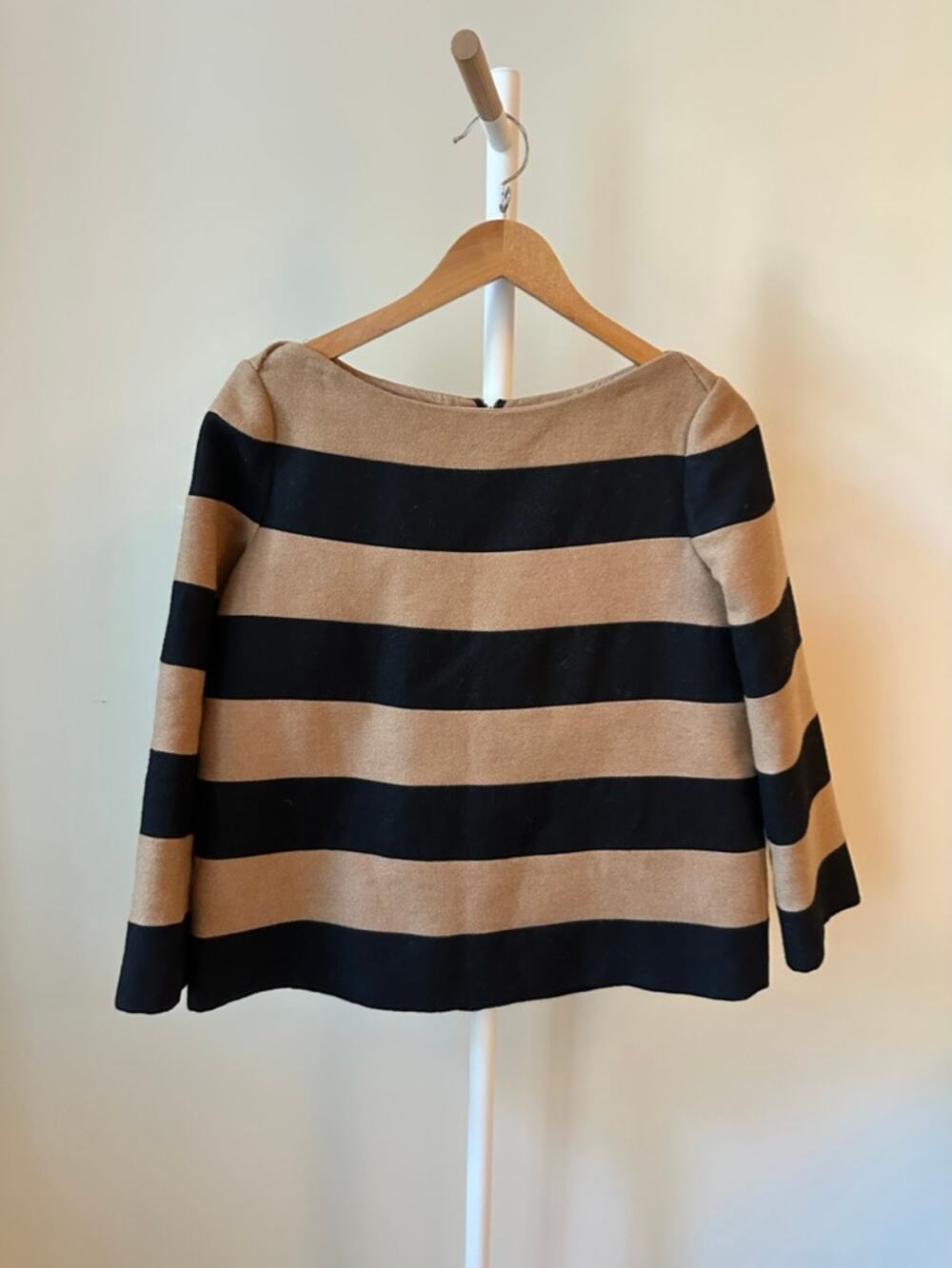 Stella McCartney Wool and Camel Hair Striped Bateau Top, Size 4 (IT 40)